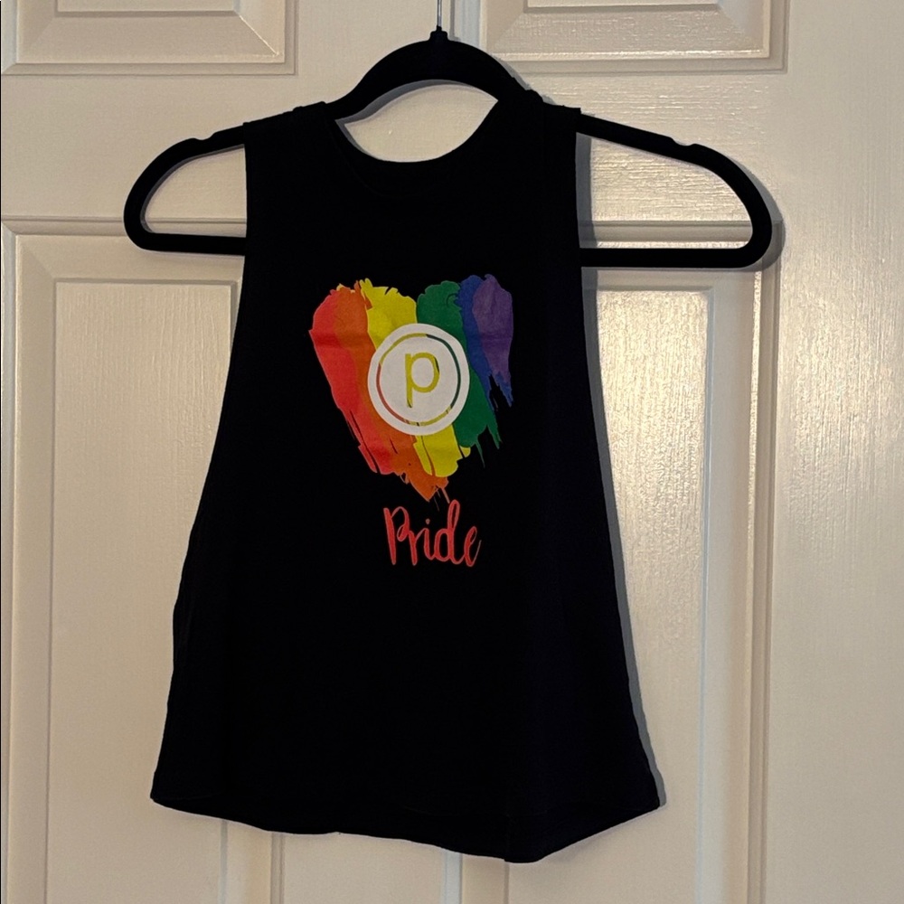Black Pure Barre Pride Tank Top with Rainbow Heart
